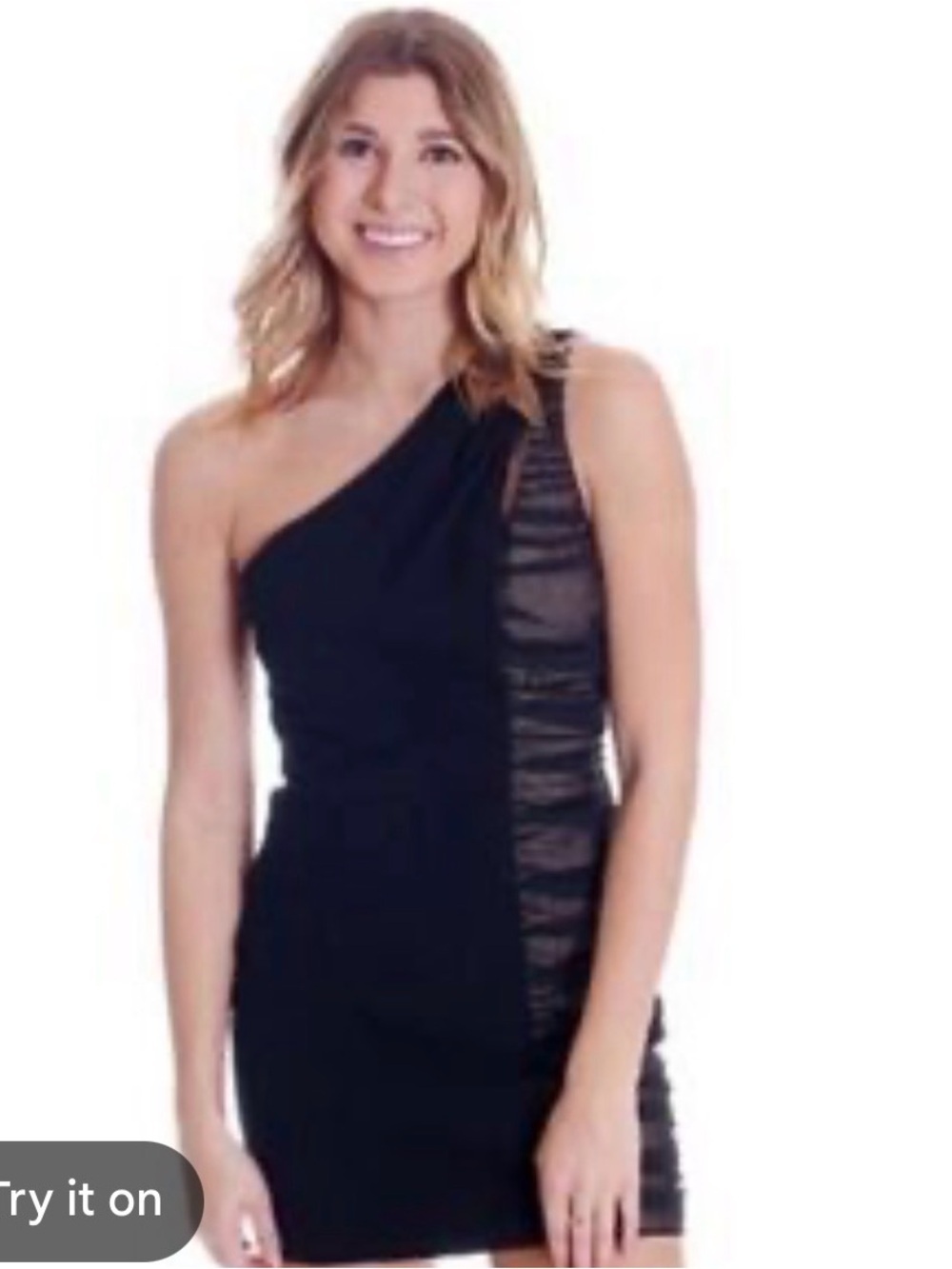 Black halo one shoulder mini dress size 4 nwt